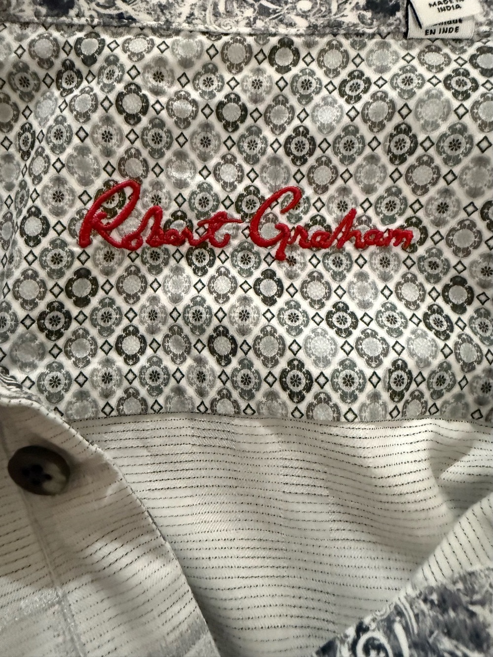 Robert Graham Mens Large Classic Fit White Basket Weave Long Sleeve Shirt L - Picture 4 of 14